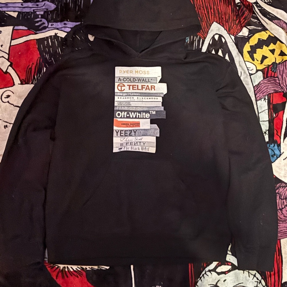 Black Hoodie with Designer Logos